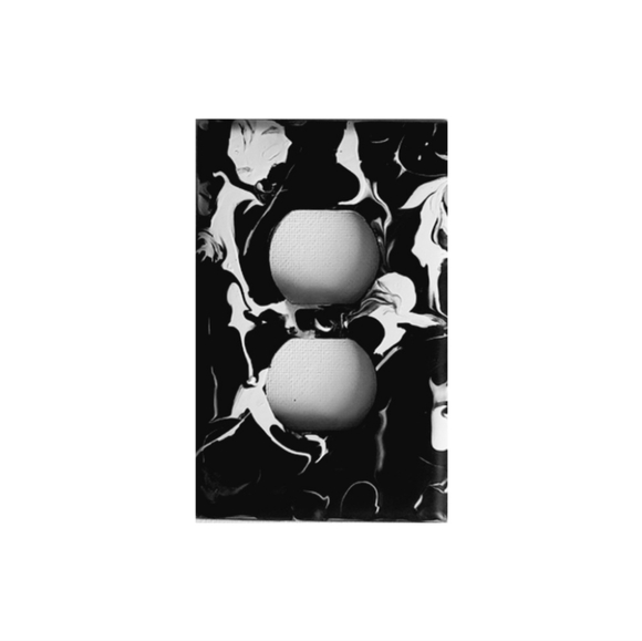 Hand Crafted Black and White Abstract Design Duplex Outlet Wall Plate - Picture 2 of 2
